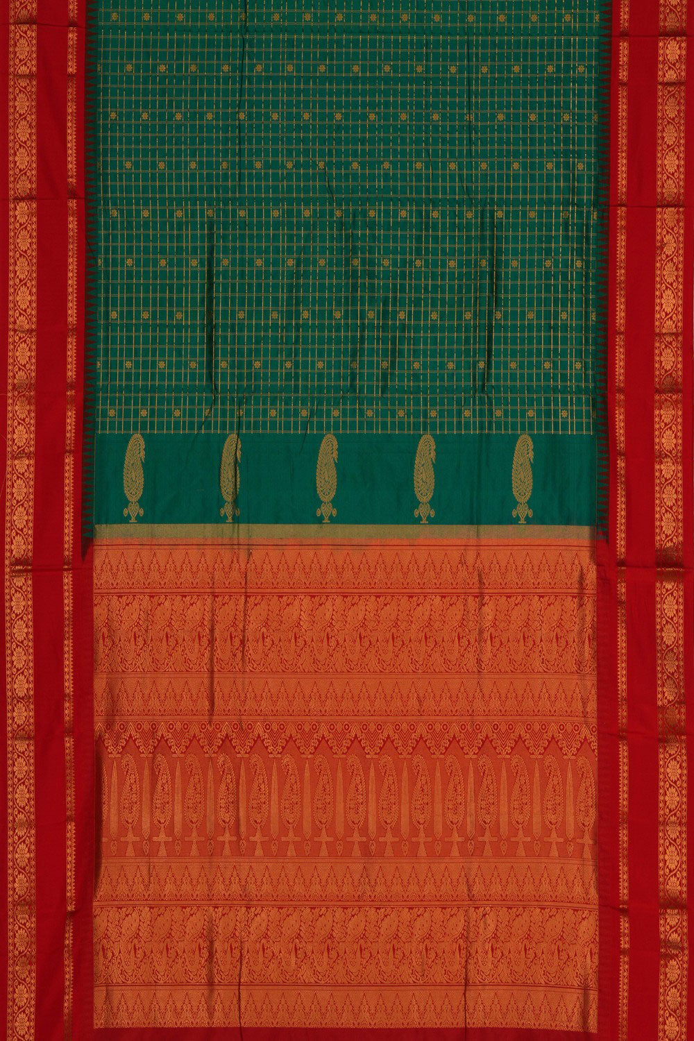 Image of Narayanpet Pure Silk Green Saree